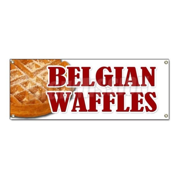 BELGIAN WAFFLES BANNER SIGN dessert whipped cream